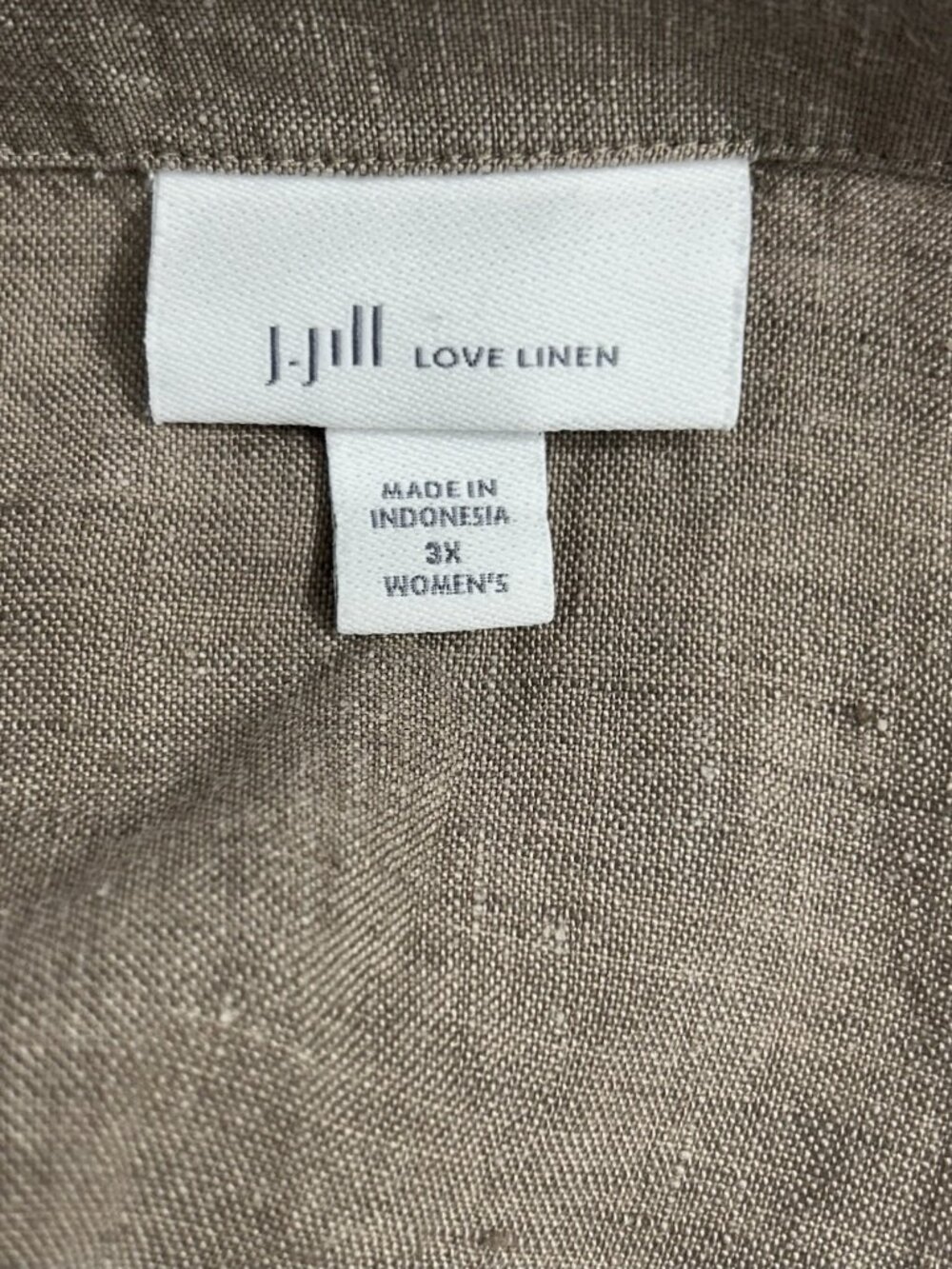 J Jill Love Linen 100% Linen Button Front Midi Shirt Dress Sz 3X Taupe - Picture 4 of 5